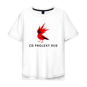 Мужская футболка хлопок Oversize с принтом CD RPOJECT RED в Тюмени, 100% хлопок | свободный крой, круглый ворот, “спинка” длиннее передней части | 2019 | cd project red | cyberpunk 2077 | future | hack | night city | samurai | sci fi | андроиды | безумие | будущее | киберпанк 2077 | логотип | роботы | самураи | фантастика | цифры