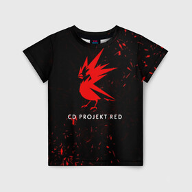 Детская футболка 3D с принтом CD RPOJECT RED в Тюмени, 100% гипоаллергенный полиэфир | прямой крой, круглый вырез горловины, длина до линии бедер, чуть спущенное плечо, ткань немного тянется | 2019 | cd project red | cyberpunk 2077 | future | hack | night city | samurai | sci fi | андроиды | безумие | будущее | киберпанк 2077 | логотип | роботы | самураи | фантастика | цифры