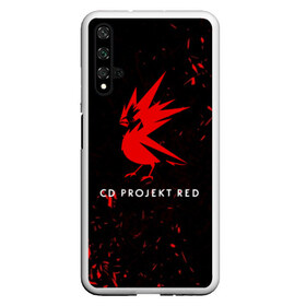 Чехол для Honor 20 с принтом CD RPOJECT RED в Тюмени, Силикон | Область печати: задняя сторона чехла, без боковых панелей | Тематика изображения на принте: 2019 | cd project red | cyberpunk 2077 | future | hack | night city | samurai | sci fi | андроиды | безумие | будущее | киберпанк 2077 | логотип | роботы | самураи | фантастика | цифры