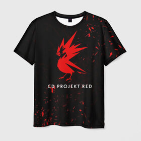 Мужская футболка 3D с принтом CD RPOJECT RED в Тюмени, 100% полиэфир | прямой крой, круглый вырез горловины, длина до линии бедер | 2019 | cd project red | cyberpunk 2077 | future | hack | night city | samurai | sci fi | андроиды | безумие | будущее | киберпанк 2077 | логотип | роботы | самураи | фантастика | цифры