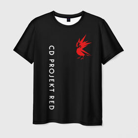 Мужская футболка 3D с принтом CD RPOJECT RED в Тюмени, 100% полиэфир | прямой крой, круглый вырез горловины, длина до линии бедер | 2019 | cd project red | cyberpunk 2077 | future | hack | night city | samurai | sci fi | андроиды | безумие | будущее | киберпанк 2077 | логотип | роботы | самураи | фантастика | цифры