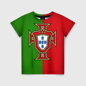 Детская футболка 3D с принтом Сборная Португалии в Тюмени, 100% гипоаллергенный полиэфир | прямой крой, круглый вырез горловины, длина до линии бедер, чуть спущенное плечо, ткань немного тянется | portugal | криштиану роналду | португалия | португальская сборная | сборная португалии | сборная португалии по футболу | форма | футбол | чемпионат