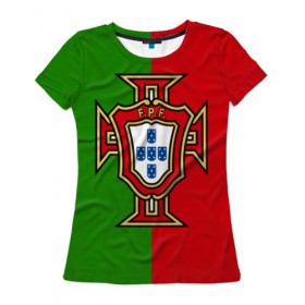 Женская футболка 3D с принтом Сборная Португалии в Тюмени, 100% полиэфир ( синтетическое хлопкоподобное полотно) | прямой крой, круглый вырез горловины, длина до линии бедер | portugal | криштиану роналду | португалия | португальская сборная | сборная португалии | сборная португалии по футболу | форма | футбол | чемпионат