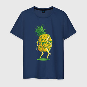 Мужская футболка хлопок с принтом Ананас в Тюмени, 100% хлопок | прямой крой, круглый вырез горловины, длина до линии бедер, слегка спущенное плечо. | ананас | ананасы | в стрингах | летние | лето | стринги
