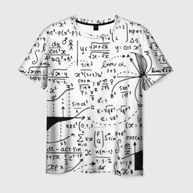 Мужская футболка 3D с принтом Формулы в Тюмени, 100% полиэфир | прямой крой, круглый вырез горловины, длина до линии бедер | science | геометрия | математика | наука | формулы