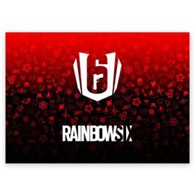 Поздравительная открытка с принтом RAINBOW SIX | SIEGE в Тюмени, 100% бумага | плотность бумаги 280 г/м2, матовая, на обратной стороне линовка и место для марки
 | 6 | cybersport | esport | logo | pro league | rainbow | rainbow six siege | six | team | киберспорт | лого | радуга осада