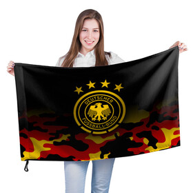 Флаг 3D с принтом Сборная Германии в Тюмени, 100% полиэстер | плотность ткани — 95 г/м2, размер — 67 х 109 см. Принт наносится с одной стороны | deutsche | deutschland | die mannschaft | germany | германия | немецкая сборная | сборная | сборная гемании по футболу | сборная германии | форма | футбол