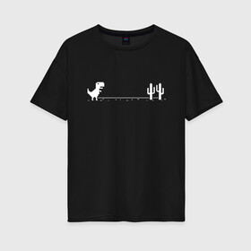 Женская футболка хлопок Oversize с принтом Динохром динозавр в Тюмени, 100% хлопок | свободный крой, круглый ворот, спущенный рукав, длина до линии бедер
 | chrome | dino | dinochrome | google | гугл | динозавр | динохром