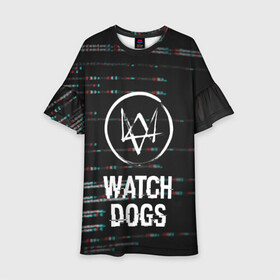 Детское платье 3D с принтом WATCH DOGS в Тюмени, 100% полиэстер | прямой силуэт, чуть расширенный к низу. Круглая горловина, на рукавах — воланы | Тематика изображения на принте: action | ct os | ded sec | fox | game | gamer | glitch | hacker | player | watch dogs | watch dogs 2 | глитч | знак лиса | игра | компьютерная игра | маркус | хакер
