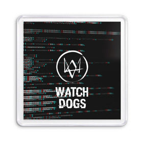 Магнит 55*55 с принтом WATCH DOGS в Тюмени, Пластик | Размер: 65*65 мм; Размер печати: 55*55 мм | action | ct os | ded sec | fox | game | gamer | glitch | hacker | player | watch dogs | watch dogs 2 | глитч | знак лиса | игра | компьютерная игра | маркус | хакер