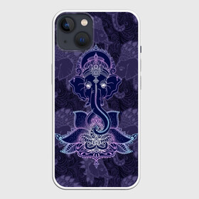 Чехол для iPhone 13 с принтом Ганеша в Тюмени,  |  | character | deity | elephant | flower | ganesh | god | head | hinduism | jewels | lord | lotus | mohawk | ornament | pattern | well being | wisdom | благополучие | бог | божество | владыка | ганеша | голова | драгоценности | индуизм | ирокез | лотос | муд