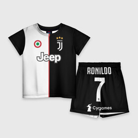 Детский костюм с шортами 3D с принтом Ronaldo Juventus Home 19 20 в Тюмени,  |  | cristiano ronaldo | juventus | ronaldo | криштиану роналду | роналду | футбол | ювентус