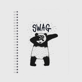 Тетрадь с принтом Swag Panda в Тюмени, 100% бумага | 48 листов, плотность листов — 60 г/м2, плотность картонной обложки — 250 г/м2. Листы скреплены сбоку удобной пружинной спиралью. Уголки страниц и обложки скругленные. Цвет линий — светло-серый
 | animal | art | authority | bear | dab | drawing | gesture | graphics | indisputable | panda | swag | wild | авторитет | графика | даб | дикий | жест | животное | искусство | медведь | непререкаемый | панда | рисунок | свэг