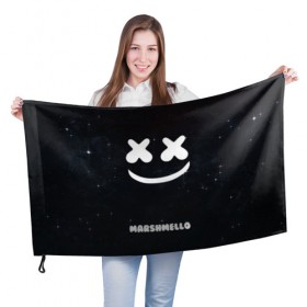 Флаг 3D с принтом Marshmello Cosmos в Тюмени, 100% полиэстер | плотность ткани — 95 г/м2, размер — 67 х 109 см. Принт наносится с одной стороны | dj | marshmello | usa | америка | клубная музыка | мармело | маршмелло | маршмеллоу | музыка | музыкант