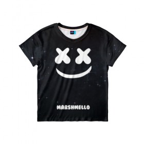 Детская футболка 3D с принтом Marshmello Cosmos в Тюмени, 100% гипоаллергенный полиэфир | прямой крой, круглый вырез горловины, длина до линии бедер, чуть спущенное плечо, ткань немного тянется | Тематика изображения на принте: dj | marshmello | usa | америка | клубная музыка | мармело | маршмелло | маршмеллоу | музыка | музыкант