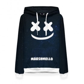 Женская толстовка 3D с принтом Marshmello Cosmos в Тюмени, 100% полиэстер  | двухслойный капюшон со шнурком для регулировки, мягкие манжеты на рукавах и по низу толстовки, спереди карман-кенгуру с мягким внутренним слоем. | dj | marshmello | usa | америка | клубная музыка | космос | мармело | маршмелло | маршмеллоу | музыка | музыкант | небо