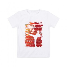 Детская футболка хлопок с принтом Bruce Lee в Тюмени, 100% хлопок | круглый вырез горловины, полуприлегающий силуэт, длина до линии бедер | 