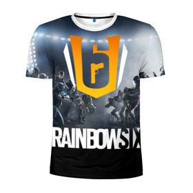 Мужская футболка 3D спортивная с принтом RAINBOW SIX | SIEGE в Тюмени, 100% полиэстер с улучшенными характеристиками | приталенный силуэт, круглая горловина, широкие плечи, сужается к линии бедра | 6 | cybersport | esport | logo | pro league | rainbow | rainbow six siege | six | team | киберспорт | лого | радуга осада