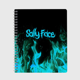 Тетрадь с принтом SALLY FACE FIRE в Тюмени, 100% бумага | 48 листов, плотность листов — 60 г/м2, плотность картонной обложки — 250 г/м2. Листы скреплены сбоку удобной пружинной спиралью. Уголки страниц и обложки скругленные. Цвет линий — светло-серый
 | face | fire | game | horror | larry | sally | sally face | sanity s fall | игра | ларри | мальчик с протезом | огонь | салли | салли фейс | ужасы