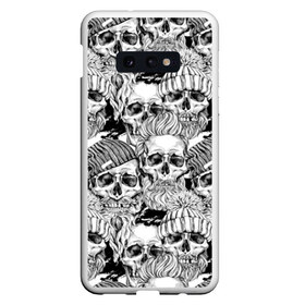 Чехол для Samsung S10E с принтом Human skulls в Тюмени, Силикон | Область печати: задняя сторона чехла, без боковых панелей | beard | death | fashionable | hairstyle | hat | hipster | human | knitted | men | mustache | skull | street | style | symbol | борода | вязаная | модная | мужчины | прическа | символ | стиль | уличный | усы | хипстер | человеческие | черепа | шап