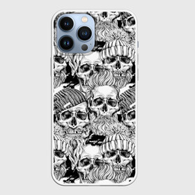 Чехол для iPhone 13 Pro Max с принтом Human skulls в Тюмени,  |  | Тематика изображения на принте: beard | death | fashionable | hairstyle | hat | hipster | human | knitted | men | mustache | skull | street | style | symbol | борода | вязаная | модная | мужчины | прическа | символ | стиль | уличный | усы | хипстер | человеческие | черепа | шап