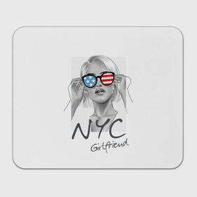 Коврик для мышки прямоугольный с принтом NYC girlfriend в Тюмени, натуральный каучук | размер 230 х 185 мм; запечатка лицевой стороны | Тематика изображения на принте: beautiful | blonde | city | flag | girl | girlfriend | new york | reflection | stars | stripes | usa | блондинка | город | девушка | звезды | красивая | нью йорк | отражение | очки | подруга | полосы | сша | флаг
