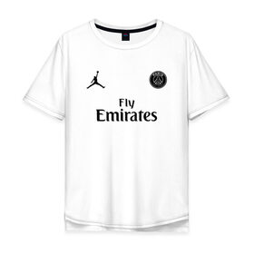 Мужская футболка хлопок Oversize с принтом NEYMAR JR PSG&JORDAN в Тюмени, 100% хлопок | свободный крой, круглый ворот, “спинка” длиннее передней части | jordan | neymar | neymar jr | psg | джордан | неймар | псж