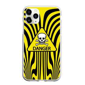 Чехол для iPhone 11 Pro Max матовый с принтом Danger в Тюмени, Силикон |  | danger | skull | triangle | wave | yellow | волна | желтый | опасность | треугольник | череп