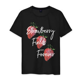 Мужская футболка хлопок с принтом Strawberry Fields в Тюмени, 100% хлопок | прямой крой, круглый вырез горловины, длина до линии бедер, слегка спущенное плечо. | beatles | forever | strawberry | the beatles | битлз | джон леннон | леннон | форевер | ягода