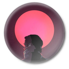 Значок с принтом Райан Гослинг в Тюмени,  металл | круглая форма, металлическая застежка в виде булавки | бегущий по лезвию | райан гослинг
