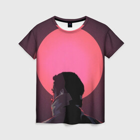 Женская футболка 3D с принтом Райан Гослинг в Тюмени, 100% полиэфир ( синтетическое хлопкоподобное полотно) | прямой крой, круглый вырез горловины, длина до линии бедер | бегущий по лезвию | райан гослинг