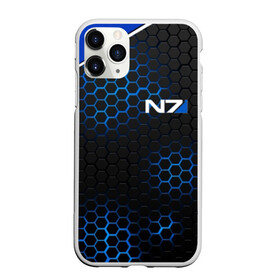 Чехол для iPhone 11 Pro Max матовый с принтом MASS EFFECT N7 в Тюмени, Силикон |  | blue | n7 | neon | броня | костюм | масс эффект | н7 | неон | синий | соты | стальная броня | стальные соты | шепард