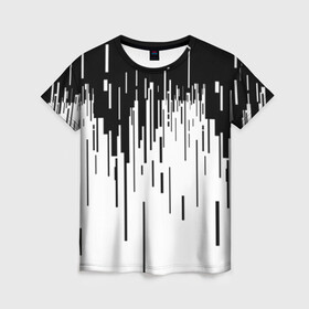 Женская футболка 3D с принтом 8 бит в Тюмени, 100% полиэфир ( синтетическое хлопкоподобное полотно) | прямой крой, круглый вырез горловины, длина до линии бедер | 8 бит | pixel | pixel art | бит | пиксели | прикольный принт | принт | футболка принт | чб | черно белое