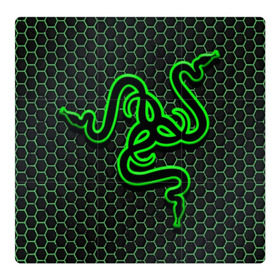 Магнитный плакат 3Х3 с принтом RAZER в Тюмени, Полимерный материал с магнитным слоем | 9 деталей размером 9*9 см | game | razer | texture | зеленый | игровое лого | игромания | игры | рэйзер | текстуры