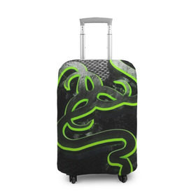 Чехол для чемодана 3D с принтом RAZER в Тюмени, 86% полиэфир, 14% спандекс | двустороннее нанесение принта, прорези для ручек и колес | game | razer | texture | зеленый | игровое лого | игромания | игры | рэйзер | текстуры
