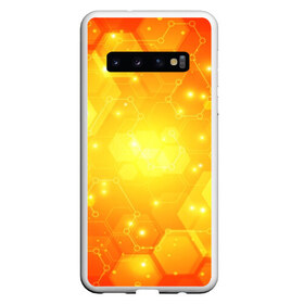 Чехол для Samsung Galaxy S10 с принтом ОРАНЖЕВЫЕ СОТЫ в Тюмени, Силикон | Область печати: задняя сторона чехла, без боковых панелей | abstraction | cyber | cyberpunk | future | geometry | hexagon | neon | techno | texture | абстракция | броня | геометрия | кибер | краски | неон | неоновый | сетка | соты | стальная броня | стальные соты | текстура | шестигранники