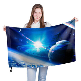 Флаг 3D с принтом Космос в Тюмени, 100% полиэстер | плотность ткани — 95 г/м2, размер — 67 х 109 см. Принт наносится с одной стороны | galaxy | nasa | nebula | space | star | абстракция | вселенная | галактика | звезда | звезды | космический | наса | планеты