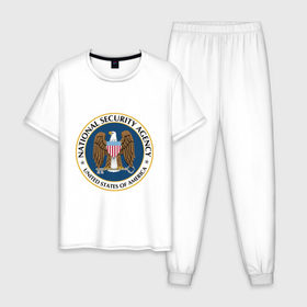 Мужская пижама хлопок с принтом NSA. National Security Agency в Тюмени, 100% хлопок | брюки и футболка прямого кроя, без карманов, на брюках мягкая резинка на поясе и по низу штанин
 | agency | america | national | nsa | of | security | states | united | usa | агентство | америки | безопасности | национальной | разведывательное | соединённые | сообщество | сша | штаты