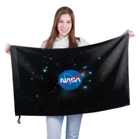 Флаг 3D с принтом NASA в Тюмени, 100% полиэстер | плотность ткани — 95 г/м2, размер — 67 х 109 см. Принт наносится с одной стороны | 