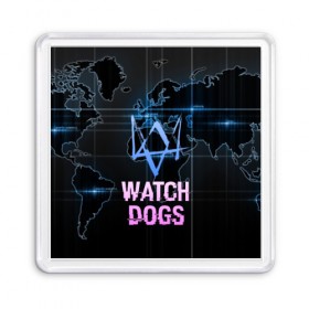 Магнит 55*55 с принтом WATCH DOGS в Тюмени, Пластик | Размер: 65*65 мм; Размер печати: 55*55 мм | action | ct os | ded sec | fox | game | gamer | glitch | hacker | player | watch dogs | watch dogs 2 | глитч | знак лиса | игра | компьютерная игра | маркус | хакер