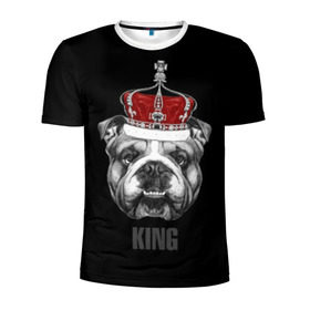 Мужская футболка 3D спортивная с принтом Английский бульдог с короной в Тюмени, 100% полиэстер с улучшенными характеристиками | приталенный силуэт, круглая горловина, широкие плечи, сужается к линии бедра | animals | authority | breed | bulldog | cool | crown | dog | english | fighting | head | illustration | inscription | king | muzzle | supreme | swag | авторитет | английский | бойцовый | бульдог | верховный | голова | животные | иллюстрация | король | кор
