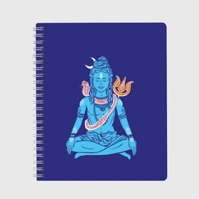 Тетрадь с принтом Шива в Тюмени, 100% бумага | 48 листов, плотность листов — 60 г/м2, плотность картонной обложки — 250 г/м2. Листы скреплены сбоку удобной пружинной спиралью. Уголки страниц и обложки скругленные. Цвет линий — светло-серый
 | blue | cobra | destroyer | destruction | gods | great | hinduism | india | meditation | om | peace | power | religion | shiva | trident | yoga | боги | великий | власть | знание | индия | индуизм | йога | кайлас | кобра | медитация | ом | разрушение | раз