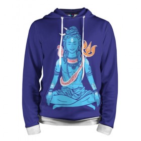 Мужская толстовка 3D с принтом Шива в Тюмени, 100% полиэстер | двухслойный капюшон со шнурком для регулировки, мягкие манжеты на рукавах и по низу толстовки, спереди карман-кенгуру с мягким внутренним слоем. | blue | cobra | destroyer | destruction | gods | great | hinduism | india | meditation | om | peace | power | religion | shiva | trident | yoga | боги | великий | власть | знание | индия | индуизм | йога | кайлас | кобра | медитация | ом | разрушение | раз