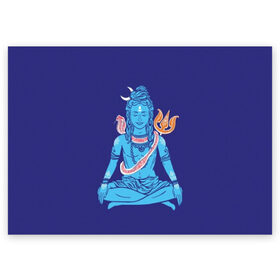 Поздравительная открытка с принтом Шива в Тюмени, 100% бумага | плотность бумаги 280 г/м2, матовая, на обратной стороне линовка и место для марки
 | blue | cobra | destroyer | destruction | gods | great | hinduism | india | meditation | om | peace | power | religion | shiva | trident | yoga | боги | великий | власть | знание | индия | индуизм | йога | кайлас | кобра | медитация | ом | разрушение | раз