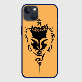 Чехол для iPhone 13 с принтом Будда в Тюмени,  |  | background | black | buddha | buddhism | knowledge | meditation | om | philosophy | religion | symbol | white | yoga | белый | будда | буддизм | знание | йога | медитация | ом | религия | символ | философия | фон | черный