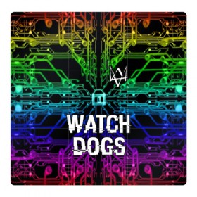 Магнитный плакат 3Х3 с принтом WATCH DOGS в Тюмени, Полимерный материал с магнитным слоем | 9 деталей размером 9*9 см | action | ct os | ded sec | fox | game | gamer | glitch | hacker | player | watch dogs | watch dogs 2 | глитч | знак лиса | игра | компьютерная игра | маркус | хакер