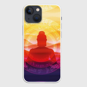 Чехол для iPhone 13 mini с принтом Будда в Тюмени,  |  | buddha | calm | color | enlightenment | india | meditatio | mountains | nature | purple | red | religion | symbol | yellow | yoga | будда | горы | духовность | желтый | индия | йога | красный | медитация | природа | просветление | расслабление | религия |