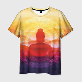 Мужская футболка 3D с принтом Будда в Тюмени, 100% полиэфир | прямой крой, круглый вырез горловины, длина до линии бедер | buddha | calm | color | enlightenment | india | meditatio | mountains | nature | purple | red | religion | symbol | yellow | yoga | будда | горы | духовность | желтый | индия | йога | красный | медитация | природа | просветление | расслабление | религия |