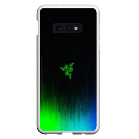 Чехол для Samsung S10E с принтом RAZER NEON в Тюмени, Силикон | Область печати: задняя сторона чехла, без боковых панелей | Тематика изображения на принте: game | razer | texture | зеленый | игровое лого | игромания | игры | рэйзер | текстуры