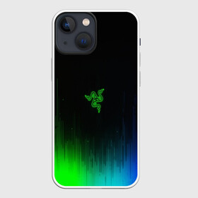 Чехол для iPhone 13 mini с принтом RAZER NEON в Тюмени,  |  | game | razer | texture | зеленый | игровое лого | игромания | игры | рэйзер | текстуры